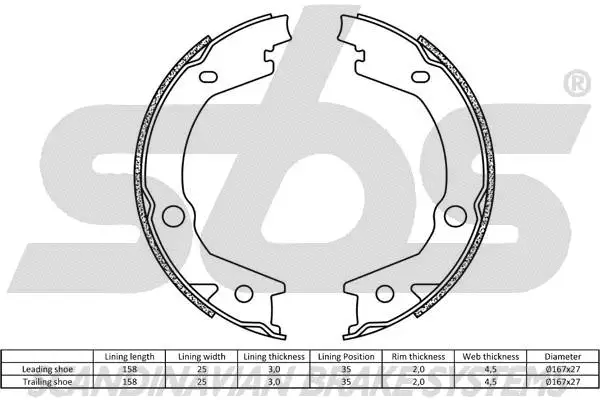Brake Shoe Set, parking brake