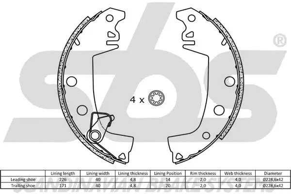 Brake Shoe Set, parking brake