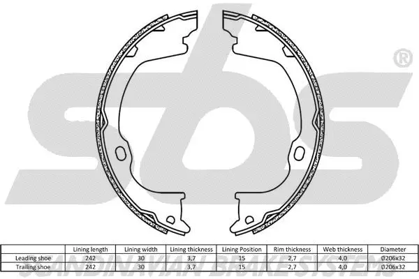 Brake Shoe Set, parking brake
