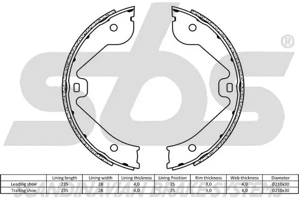 Brake Shoe Set, parking brake