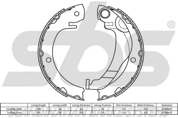Brake Shoe Set, parking brake