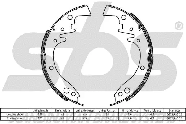 Brake Shoe Set, parking brake