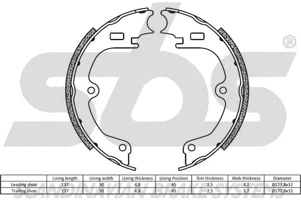 Brake Shoe Set, parking brake