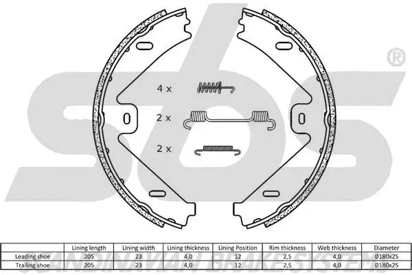 Brake Shoe Set, parking brake