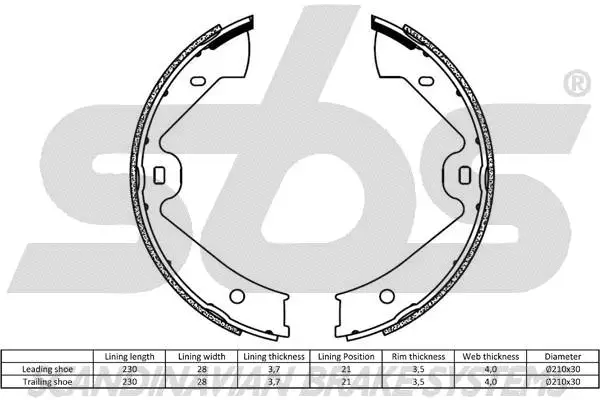 Brake Shoe Set, parking brake