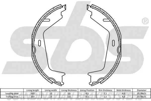 Brake Shoe Set, parking brake