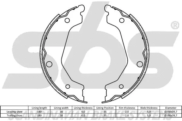 Brake Shoe Set, parking brake