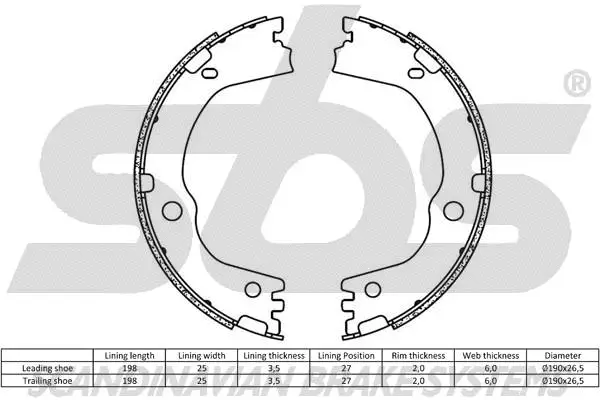 Brake Shoe Set, parking brake