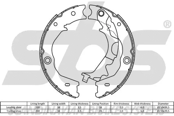 Brake Shoe Set, parking brake