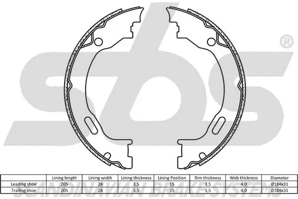 Brake Shoe Set, parking brake