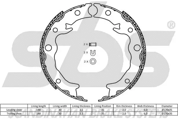 Brake Shoe Set, parking brake
