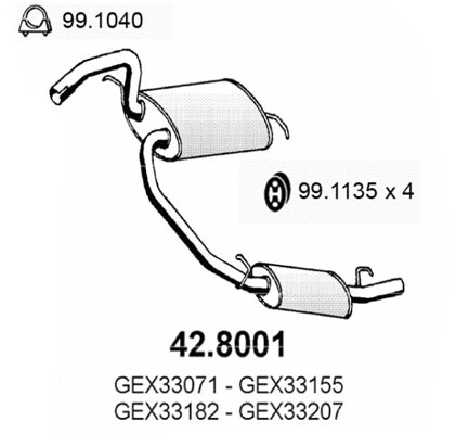 Centre/Rear Muffler (42.8001)