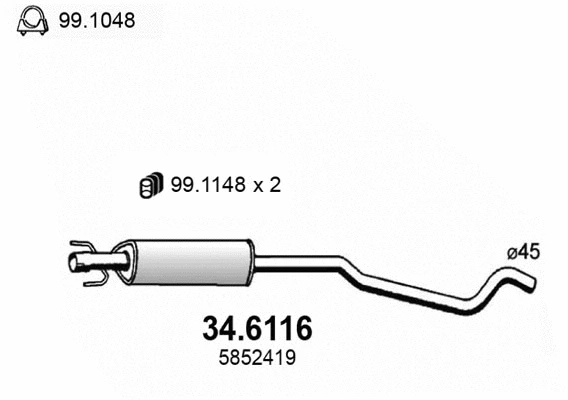 Centre Muffler (34.6116)