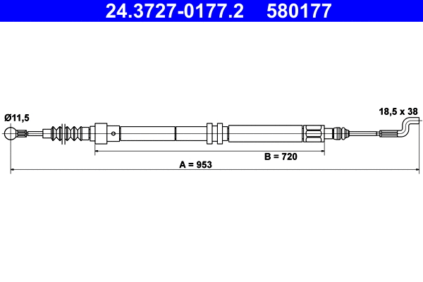 Cable Pull, parking brake (24.3727-0177.2)