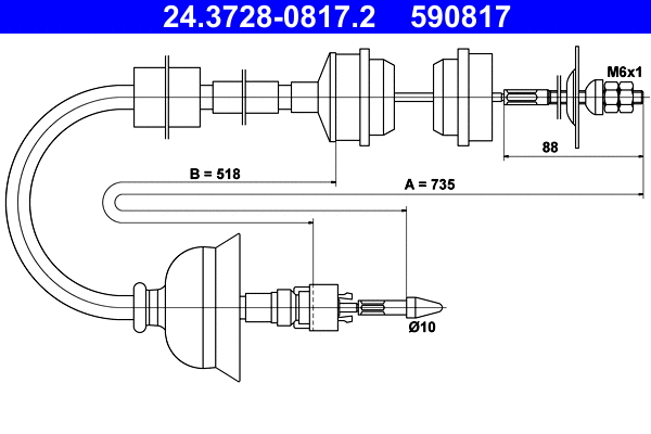 Cable Pull, clutch control (24.3728-0817.2)