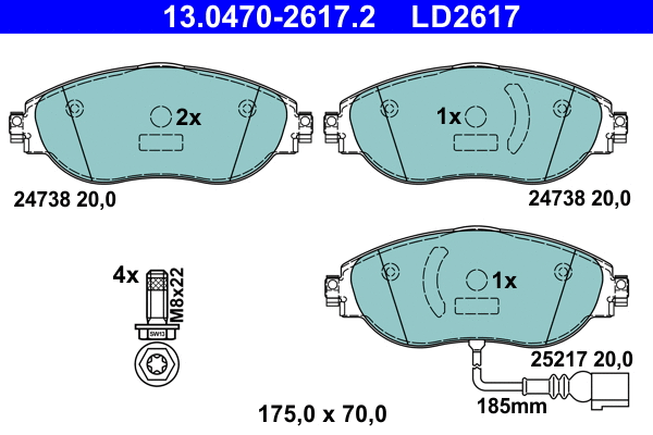 Brake Pad Set, disc brake (13.0470-2617.2)