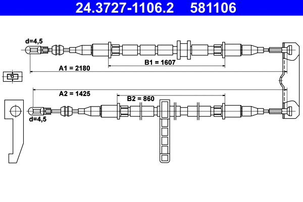 Cable Pull, parking brake (24.3727-1106.2)