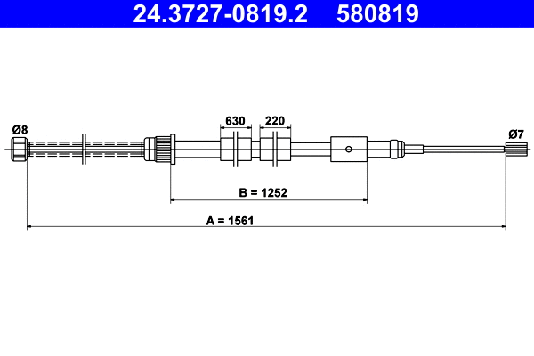 Cable Pull, parking brake (24.3727-0819.2)