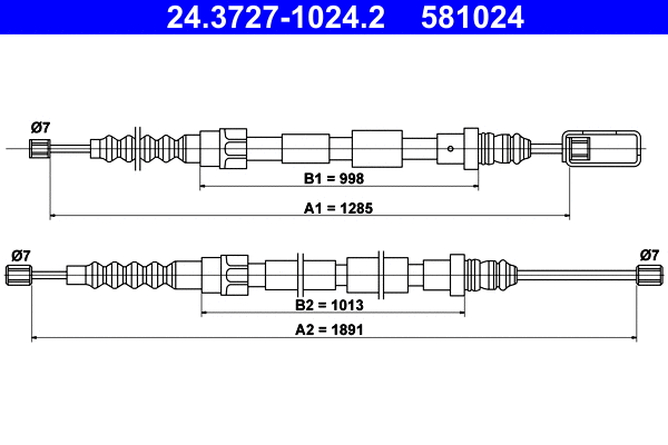 Cable Pull, parking brake (24.3727-1024.2)