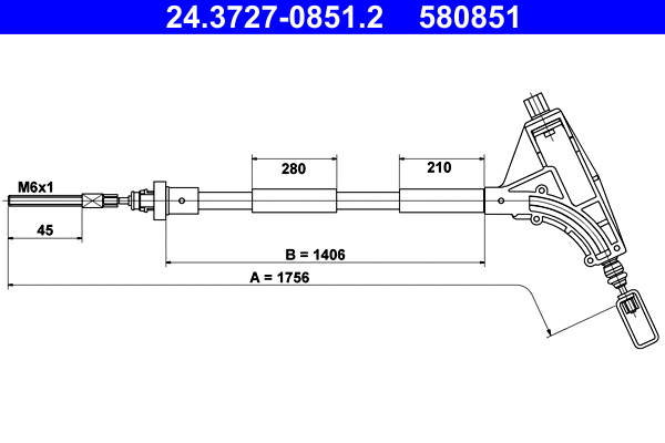 Cable Pull, parking brake (24.3727-0851.2)