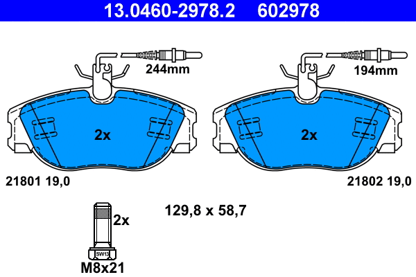 Brake Pad Set, disc brake (13.0460-2978.2)