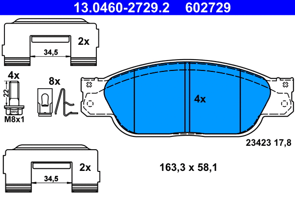 Brake Pad Set, disc brake (13.0460-2729.2)