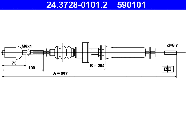 Cable Pull, clutch control (24.3728-0101.2)