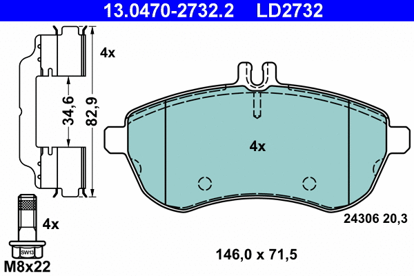 Brake Pad Set, disc brake (13.0470-2732.2)