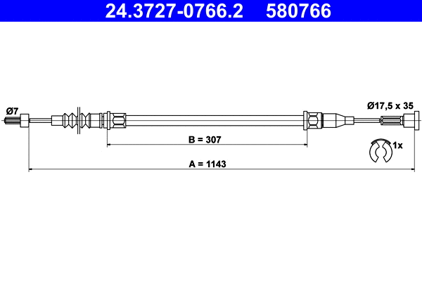 Cable Pull, parking brake (24.3727-0766.2)