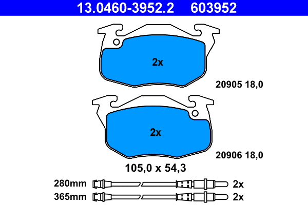 Brake Pad Set, disc brake (13.0460-3952.2)