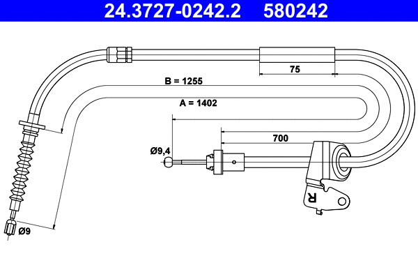 Cable Pull, parking brake (24.3727-0242.2)