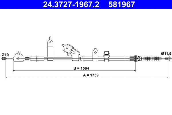 Cable Pull, parking brake (24.3727-1967.2)