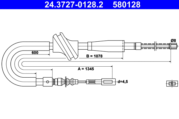 Cable Pull, parking brake (24.3727-0128.2)