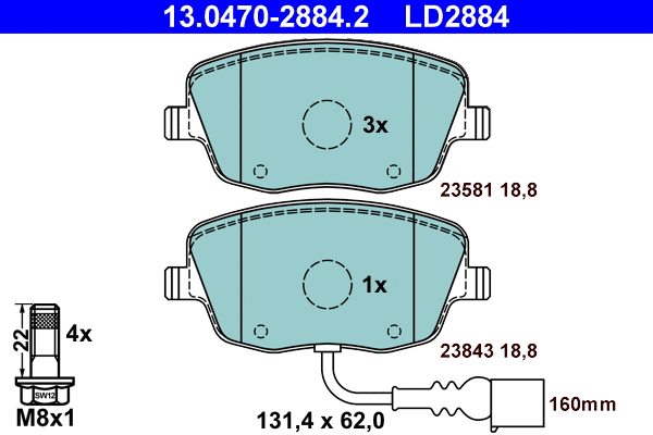 Brake Pad Set, disc brake (13.0470-2884.2)