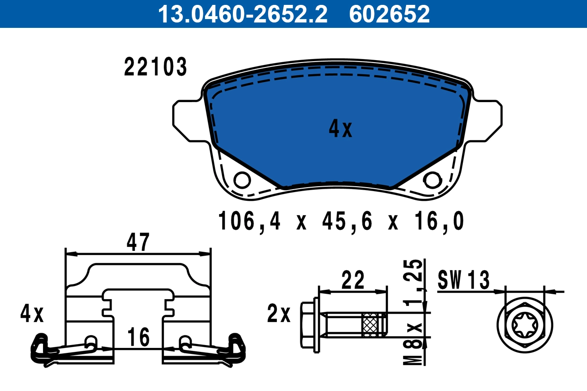 Brake Pad Set, disc brake (13.0460-2652.2)