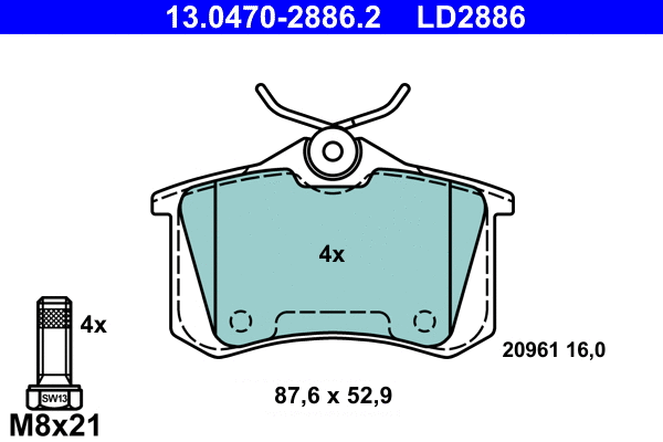 Brake Pad Set, disc brake (13.0470-2886.2)