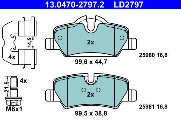 Brake Pad Set, disc brake (13.0470-2797.2)