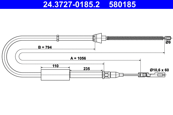 Cable Pull, parking brake (24.3727-0185.2)