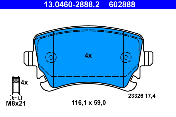 Brake Pad Set, disc brake (13.0460-2888.2)
