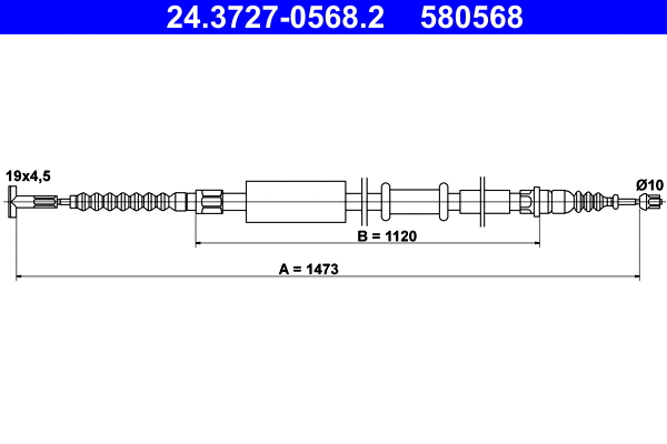 Cable Pull, parking brake (24.3727-0568.2)