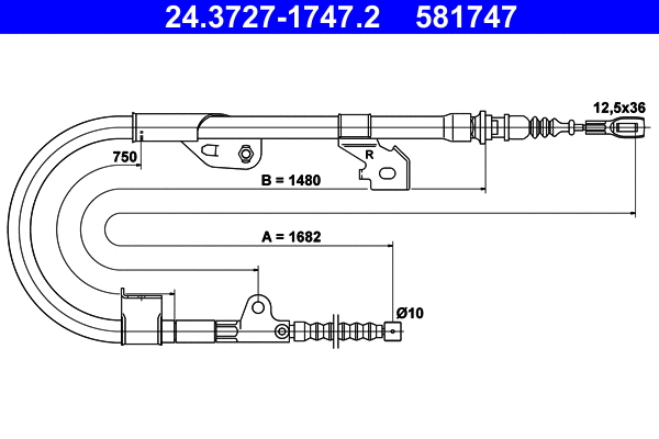 Cable Pull, parking brake (24.3727-1747.2)