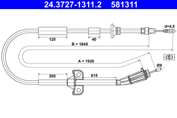 Cable Pull, parking brake (24.3727-1311.2)