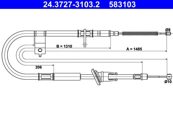 Cable Pull, parking brake (24.3727-3103.2)