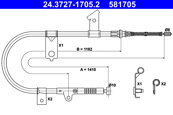 Cable Pull, parking brake (24.3727-1705.2)