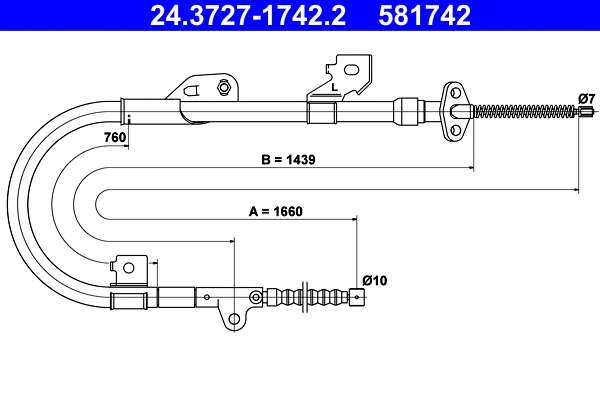Cable Pull, parking brake (24.3727-1742.2)