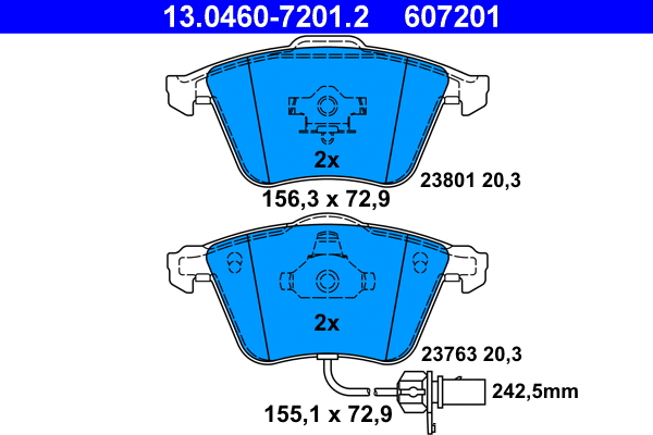 Brake Pad Set, disc brake (13.0460-7201.2)