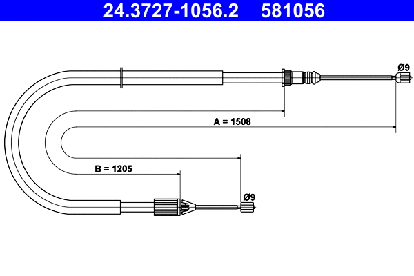 Cable Pull, parking brake (24.3727-1056.2)
