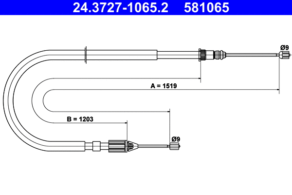 Cable Pull, parking brake (24.3727-1065.2)