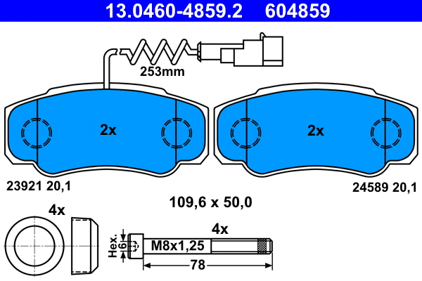 Brake Pad Set, disc brake (13.0460-4859.2)