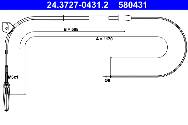 Cable Pull, parking brake (24.3727-0431.2)